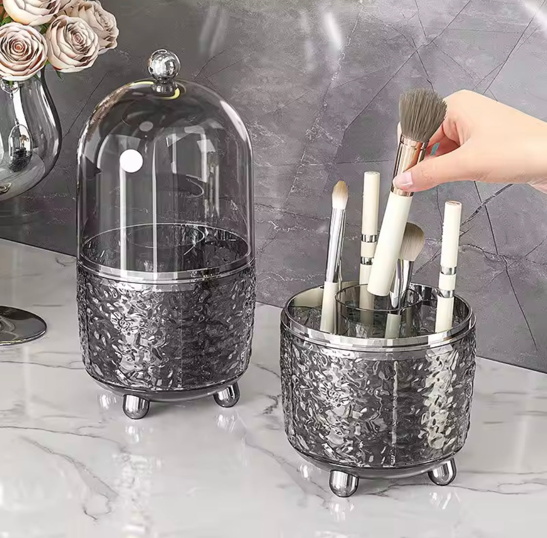 Luxury Makeup Brush Storage Box With Cover, Lipstick and Eyebrow Pencil Holder, Dust Proof Makeup Brush Clutter Organizer Luxury Makeup Brush Storage Box With Cover, Lipstick and Eyebrow Pencil Holder, Dust Proof Makeup Brush Clutter Organizer
